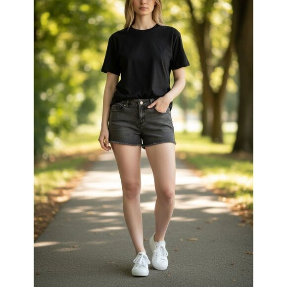 Silence + Noise Womens Black Denim Cut-Off Shorts Size 4 - Picture 1 of 11